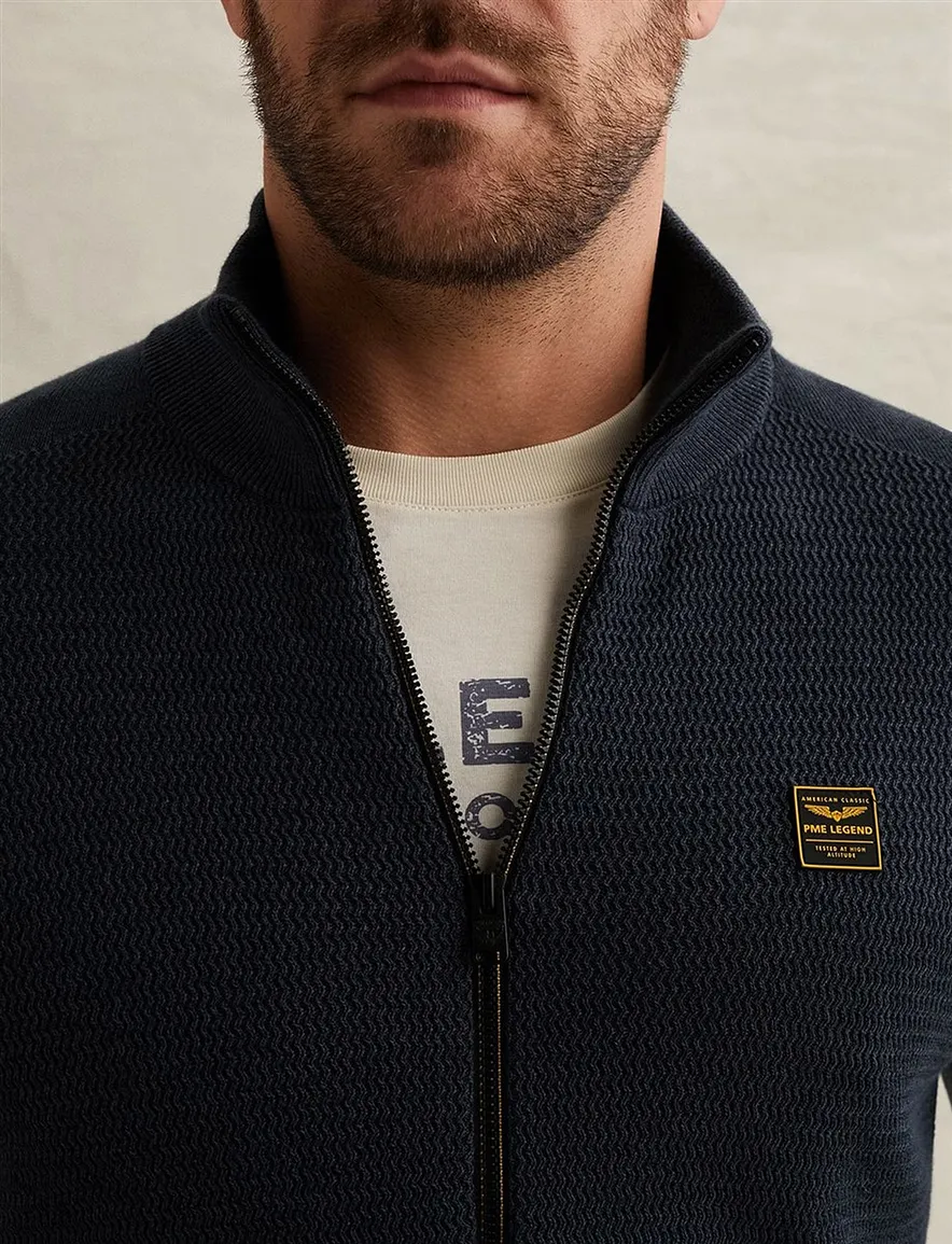 PME Legend Vest donkerblauw modal structuur