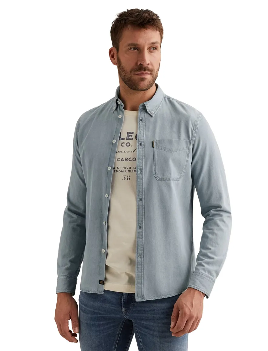 Lichtblauw spijker Overhemd PME Legend casual