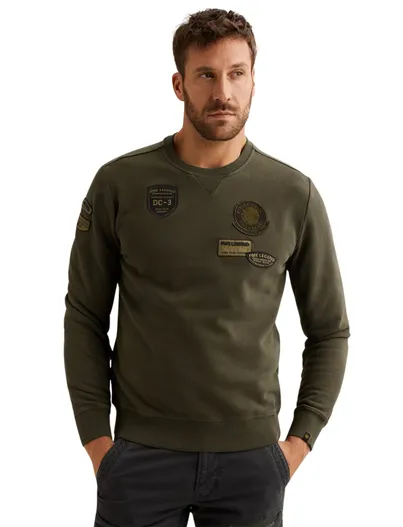 PME Legend Donkergroene sweater PME Legend embleempjes