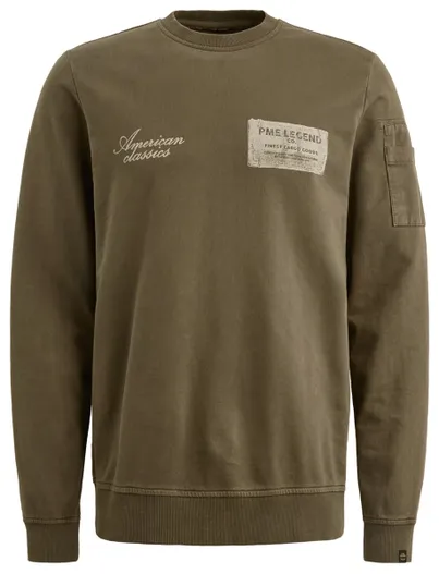 PME Legend PME Legend katoenen sweater donkergroen