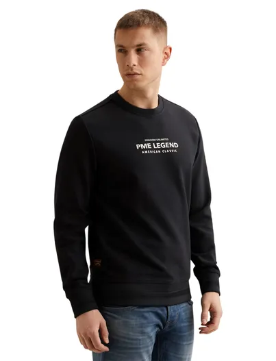 PME Legend PME Legend sweater zwart katoenblend