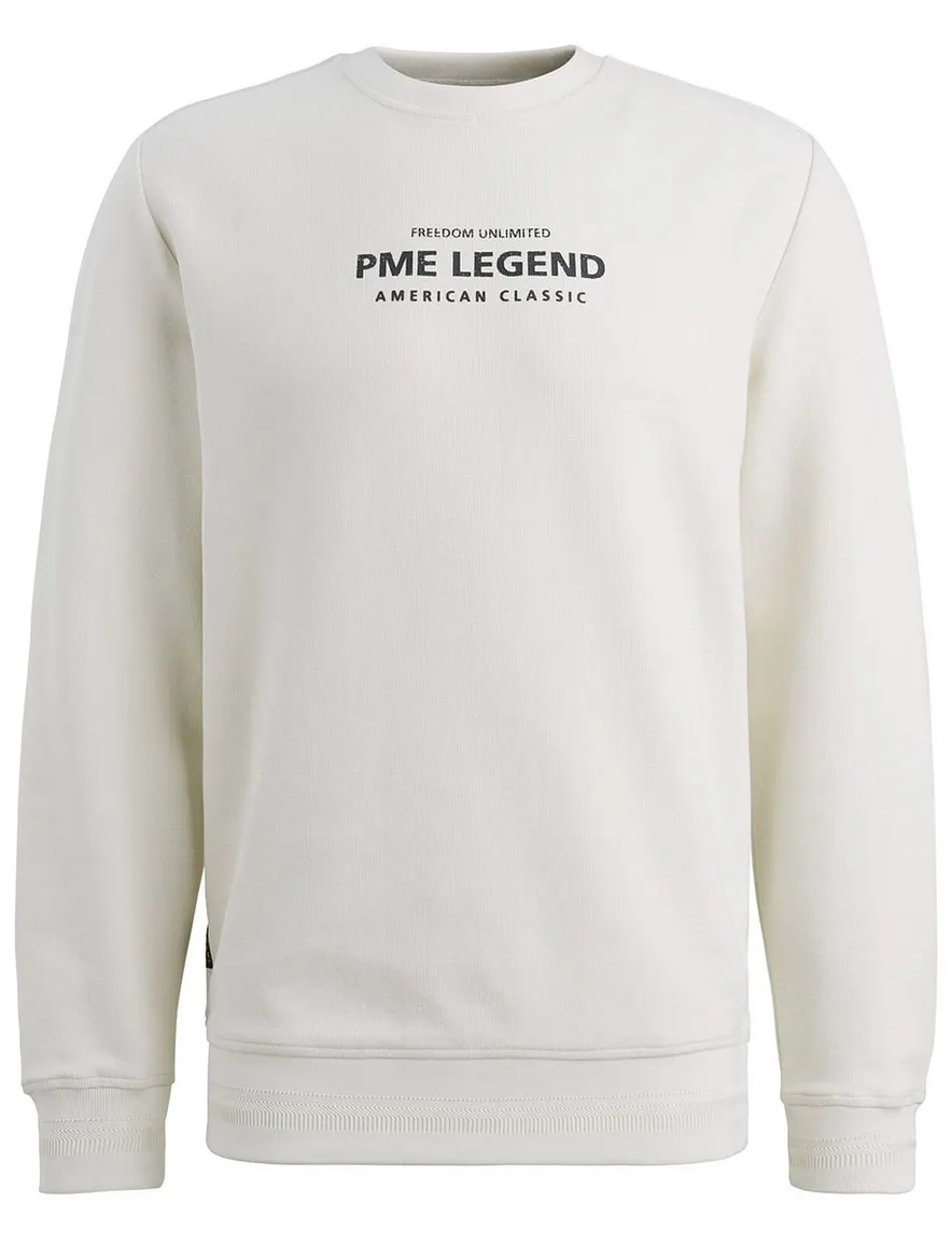 Creme sweater PME Legend katoenblend normale fit