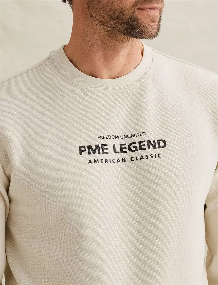 Creme sweater PME Legend katoenblend normale fit