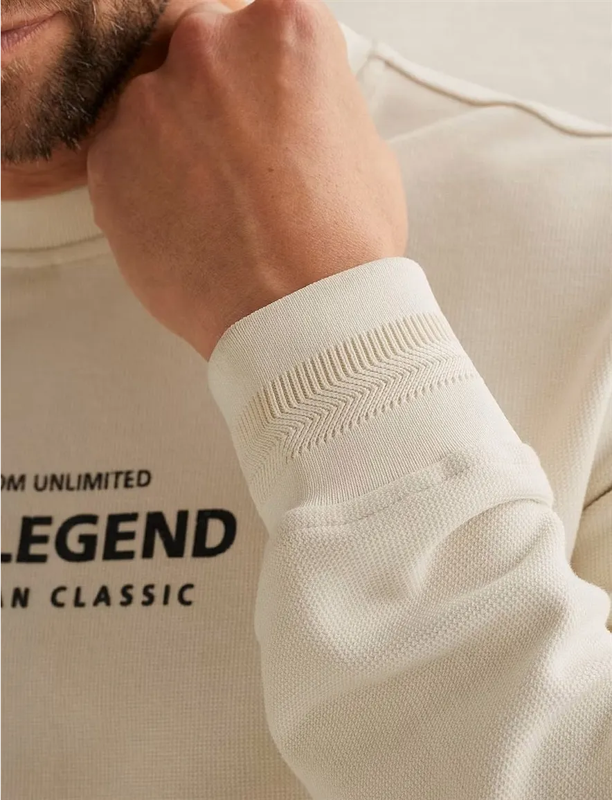 Creme sweater PME Legend katoenblend normale fit