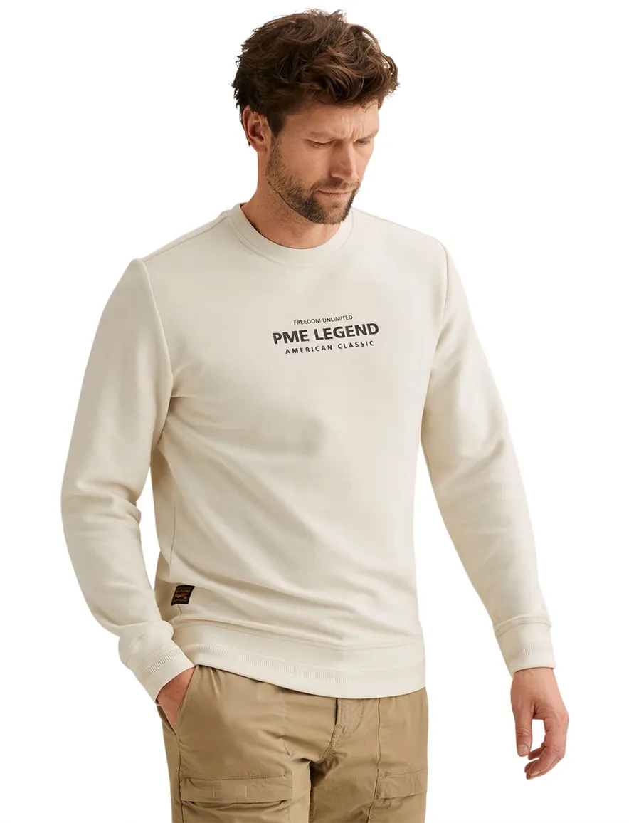 Witte sweater PME Legend katoenblend normale fit
