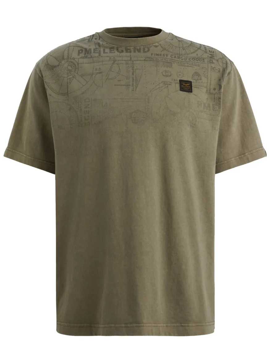 PME Legend T-shirt Donkergroen print borst