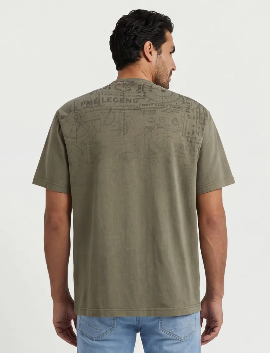 PME Legend T-shirt Donkergroen print borst