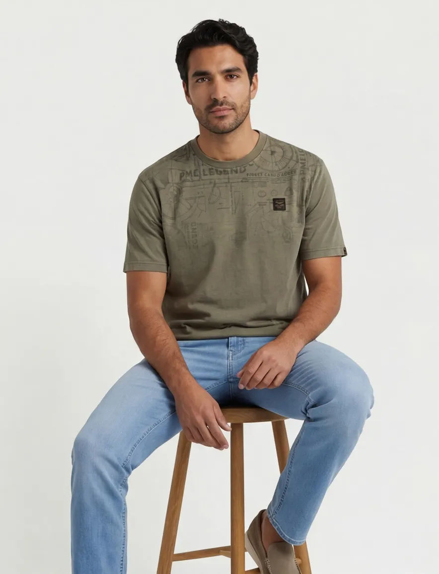 PME Legend T-shirt Donkergroen print borst