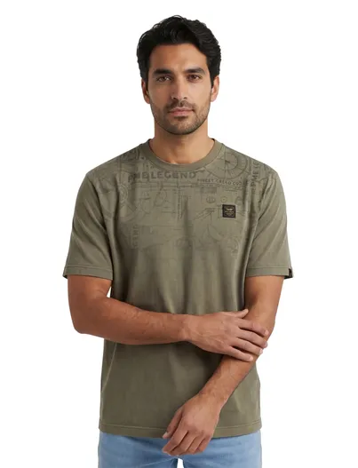 PME Legend Donkergroen T-shirt PME Legend katoen cargo schets