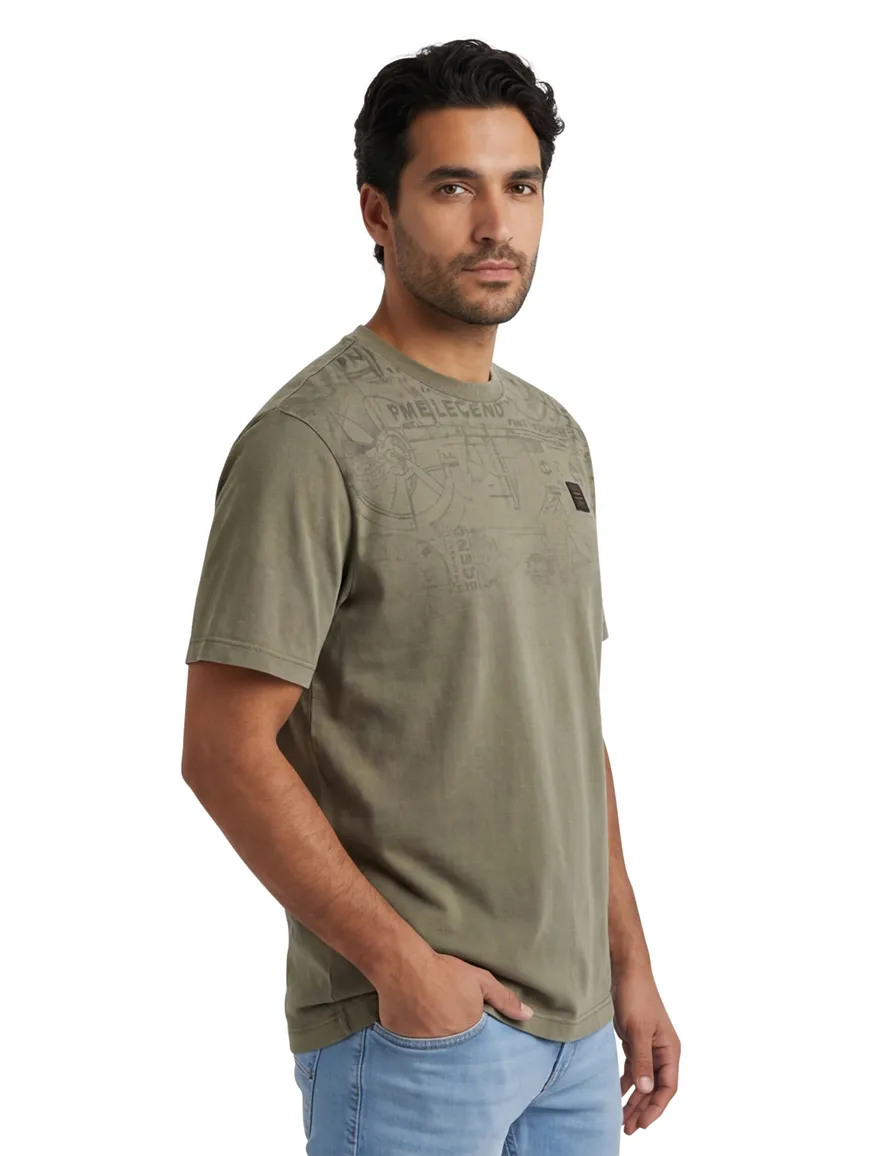 PME Legend T-shirt Donkergroen print borst