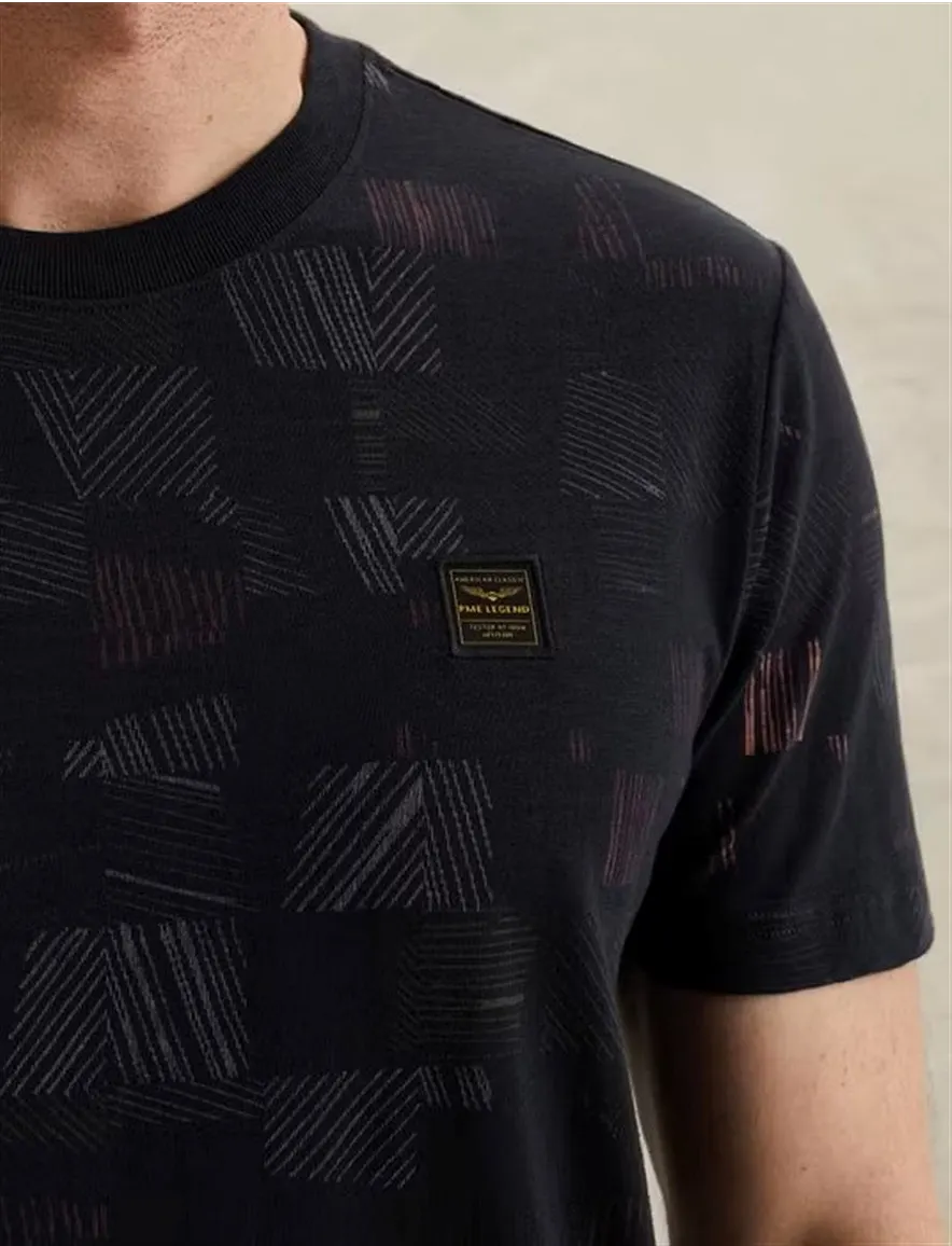 Navy geprint t-shirt PME Legend normale fit