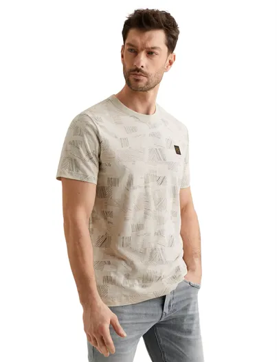 PME Legend Creme print t-shirt PME Legend normale fit