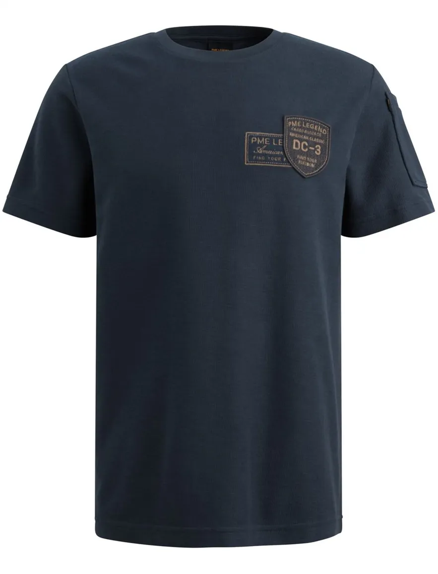Navy t-shirt PME Legend embleem normale fit