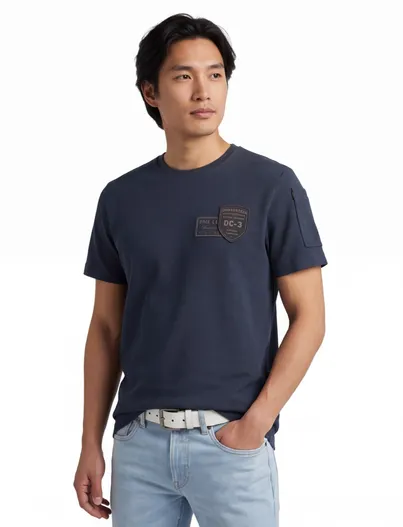 PME Legend Navy t-shirt PME Legend embleem normale fit