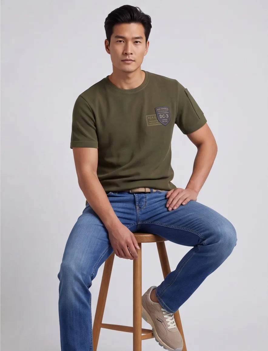 Donkergroen t-shirt PME Legend normale fit