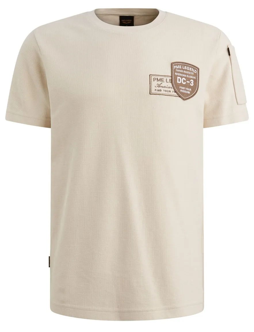 Creme t-shirt PME Legend zakje op de mouw