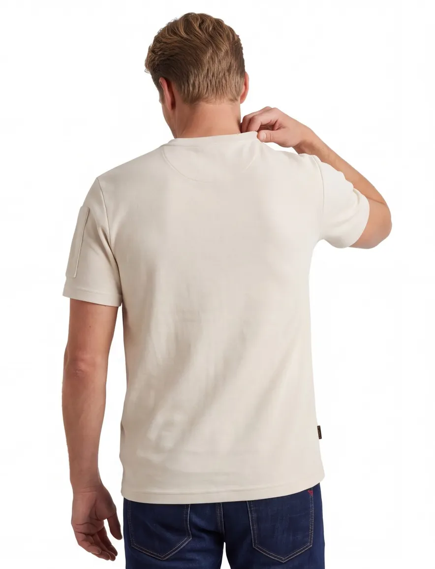 Creme t-shirt PME Legend zakje op de mouw