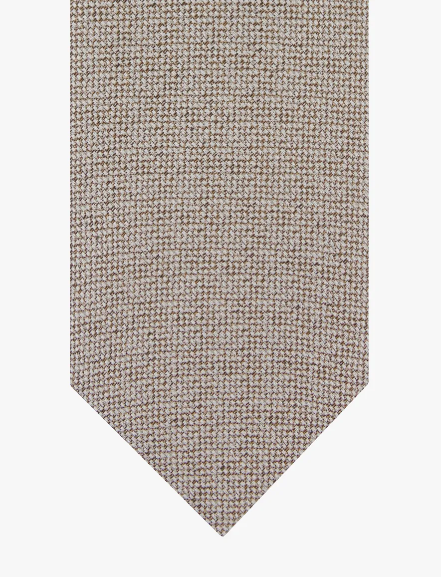 Profuomo zijden das beige met fijn weefpatroon