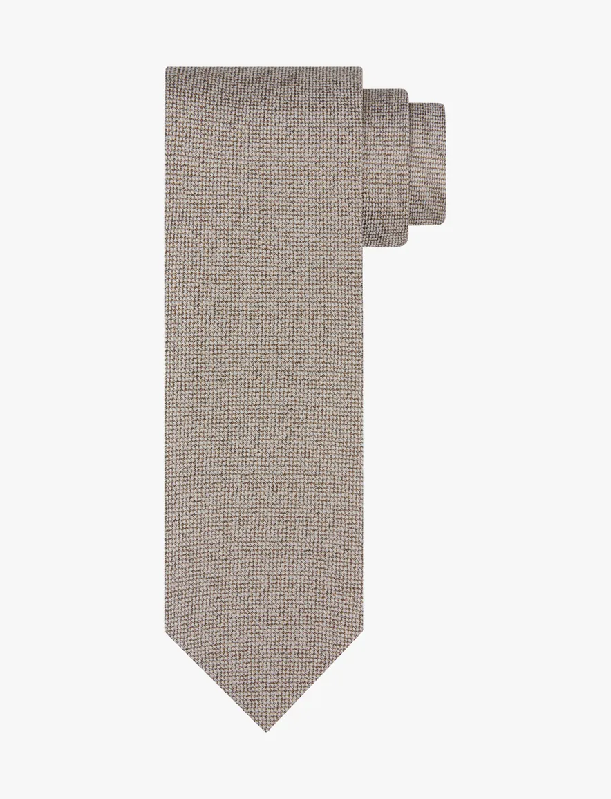 Profuomo zijden das beige met fijn weefpatroon