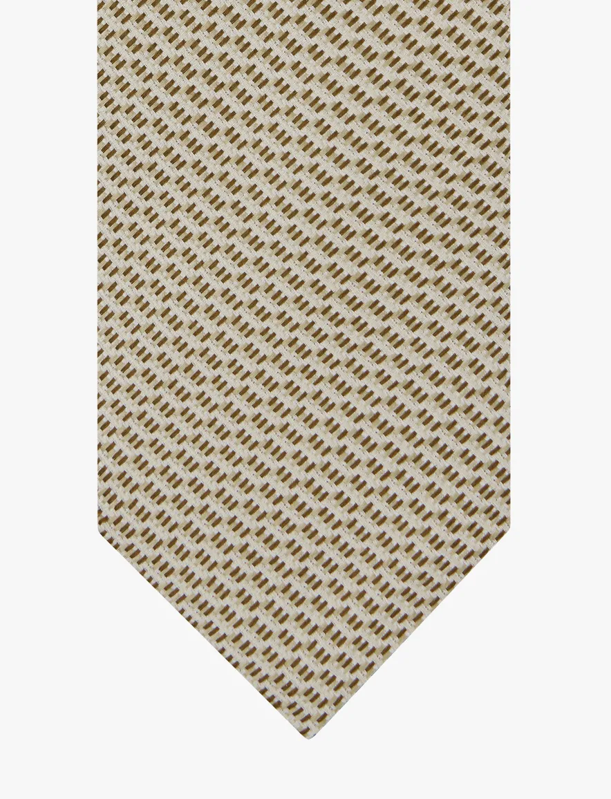Profuomo zijden das beige met subtiele diagonale structuur