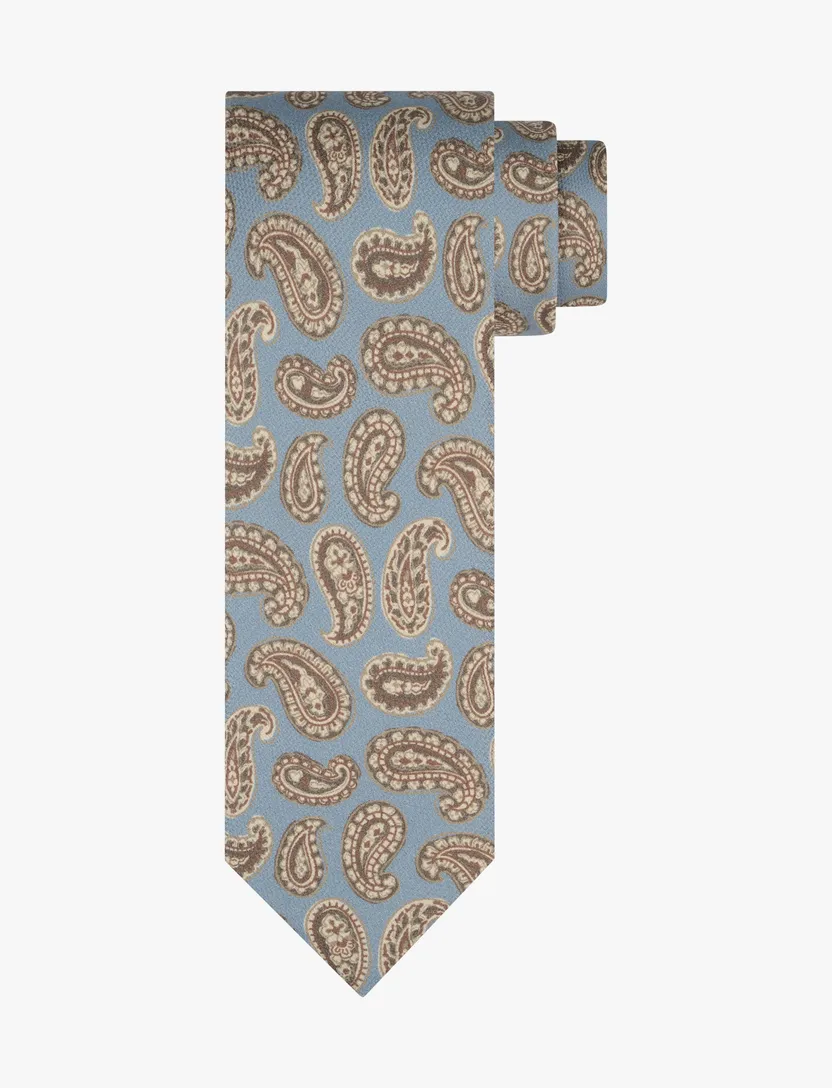 Profuomo das van zijde in blauw met klassiek paisley motief