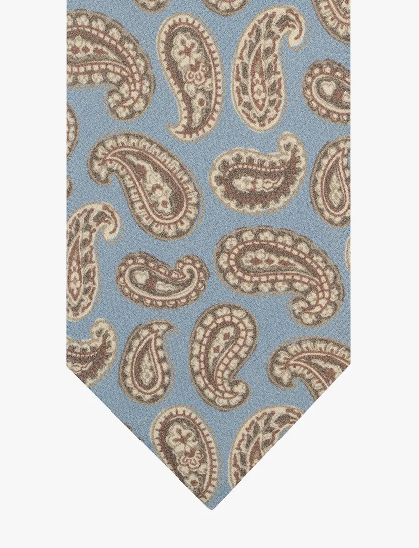 Profuomo das van zijde in blauw met klassiek paisley motief