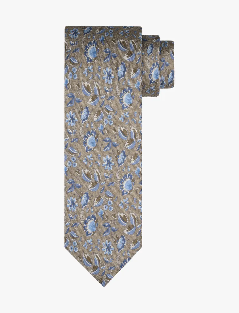 Profuomo das van zijde met floral motief in blauw en bruin