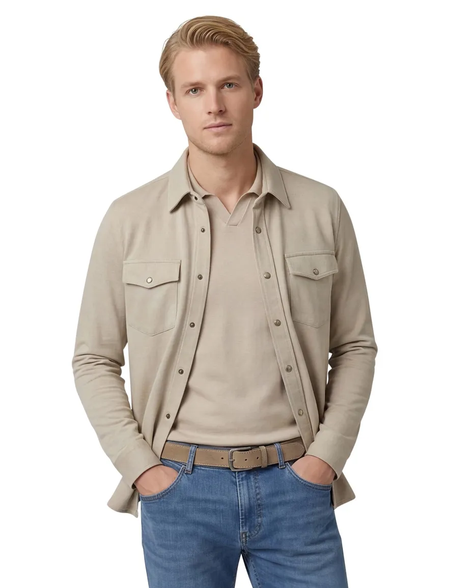 Beige overshirt Profuomo dubbele borstzak