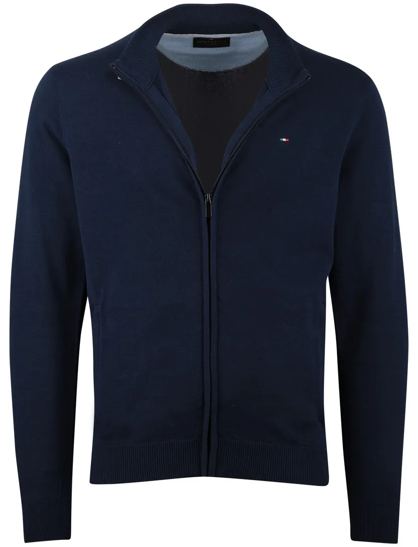 Vest Portofino navy gemêleerd opstaande kraag
