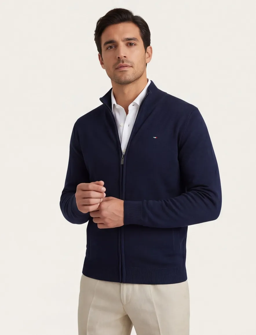 Portofino vest rits opstaande kraag donkerblauw