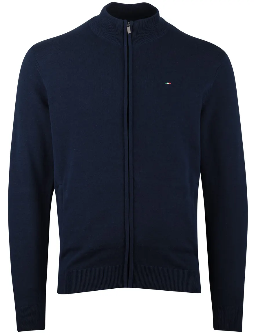 Portofino vest rits navy gemêleerd opstaande kraag