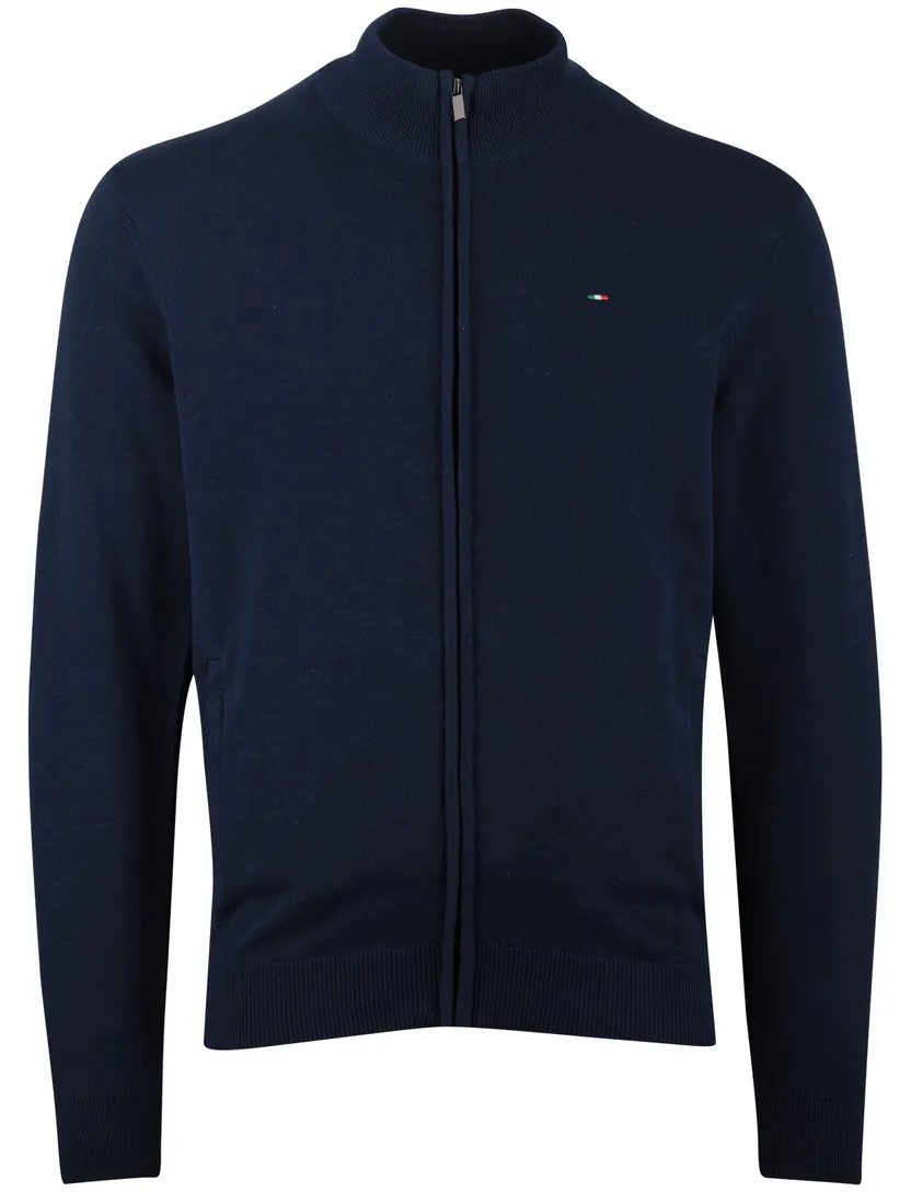 Vest Portofino navy gemêleerd opstaande kraag
