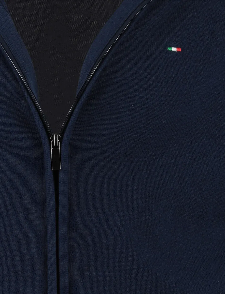 Portofino vest rits navy gemêleerd opstaande kraag