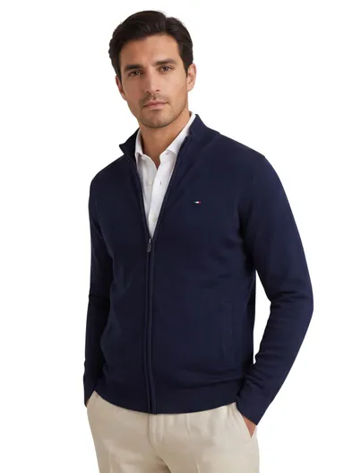 Portofino Portofino vest rits navy gemêleerd opstaande kraag
