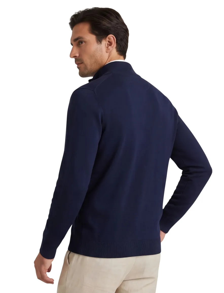Portofino vest rits navy gemêleerd opstaande kraag