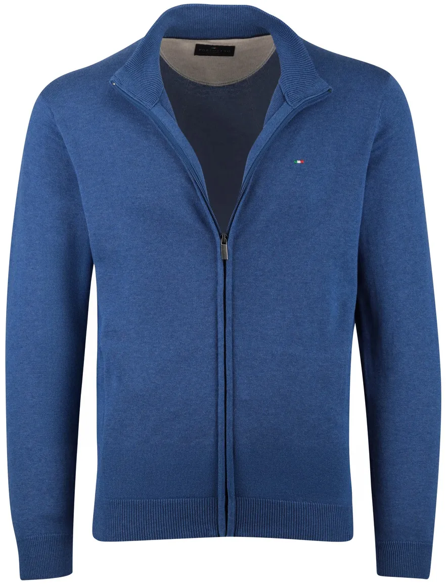 Portofino vest rits blauw opstaande kraag