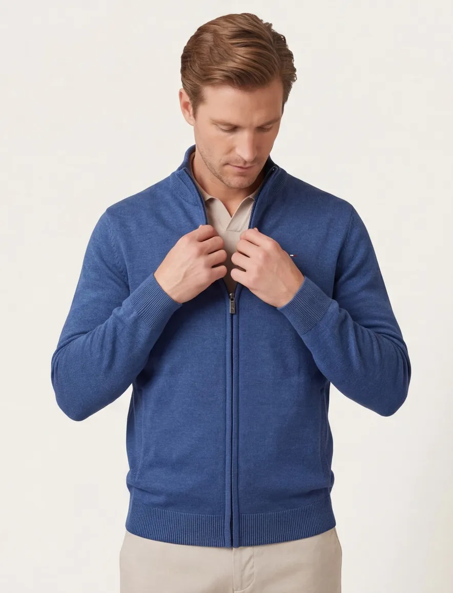 Portofino vest rits opstaande kraag blauw