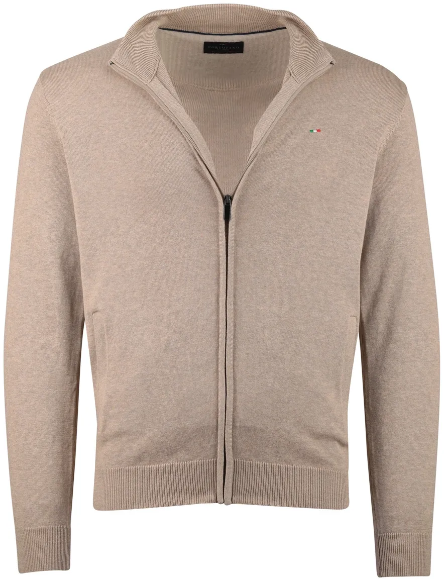 Portofino vest rits beige opstaande kraag