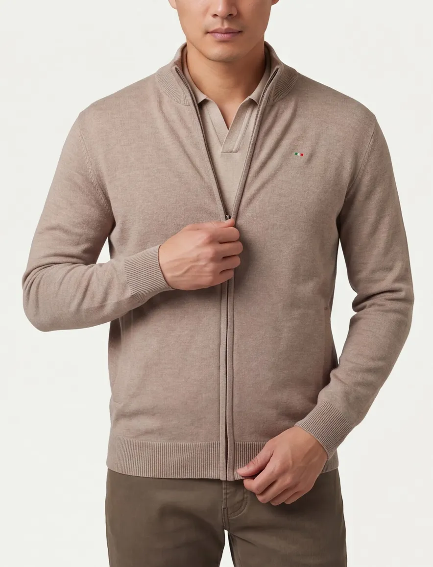 Portofino vest rits opstaande kraag beige
