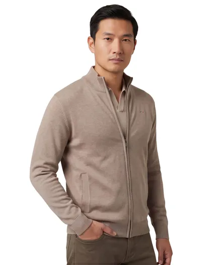 Portofino Portofino vest rits beige opstaande kraag