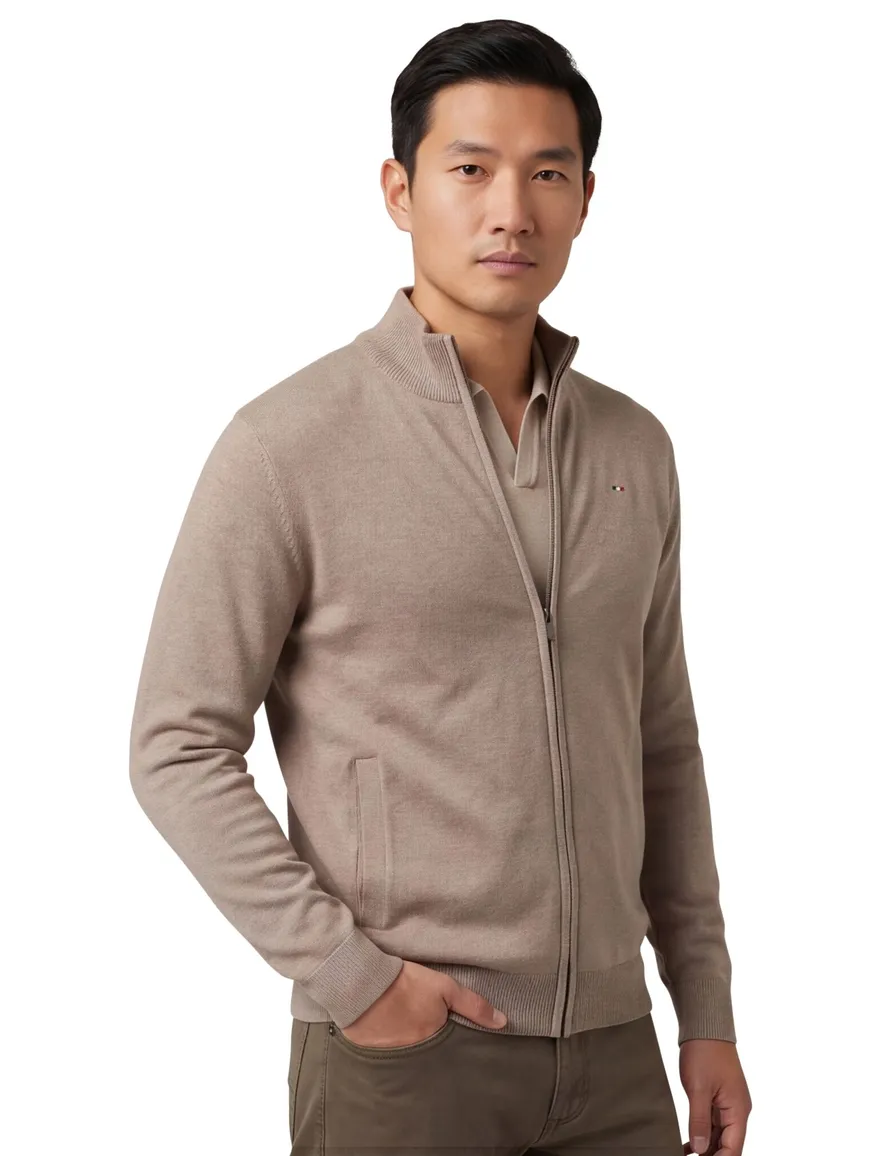 Portofino vest rits opstaande kraag beige