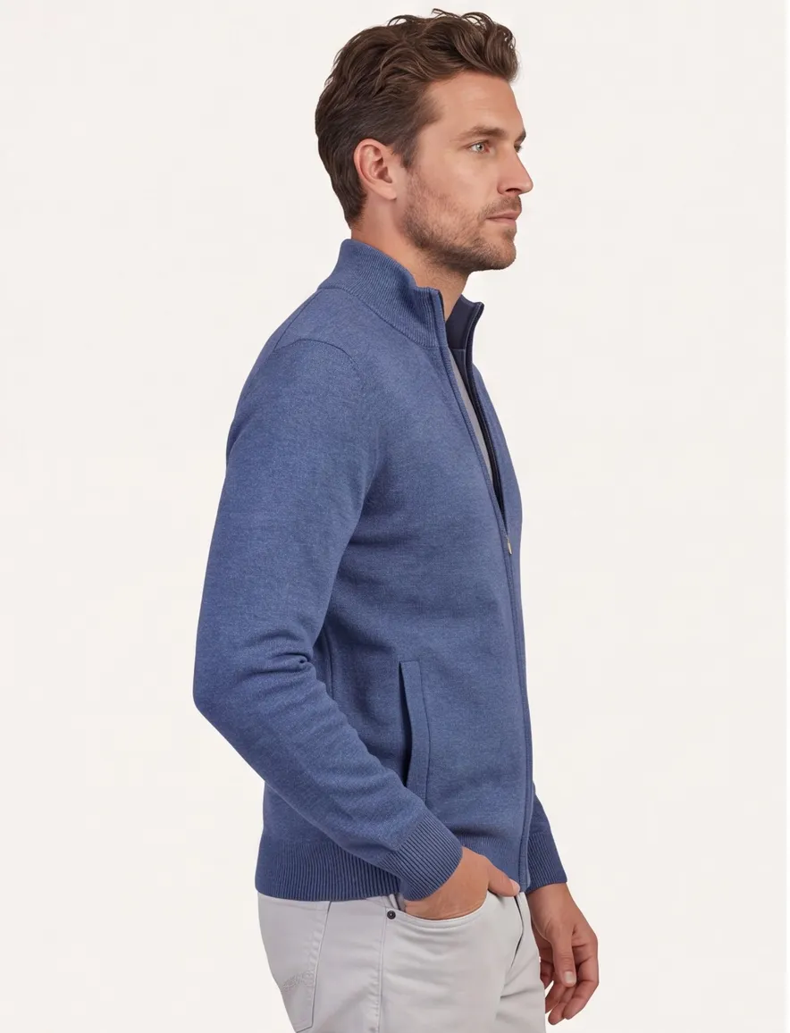 Portofino vest rits opstaande kraag blauw