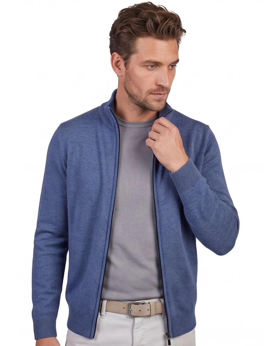 Portofino vest rits opstaande kraag blauw