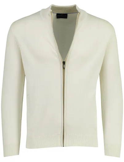 Portofino Portofino effen vest rits beige opstaande kraag