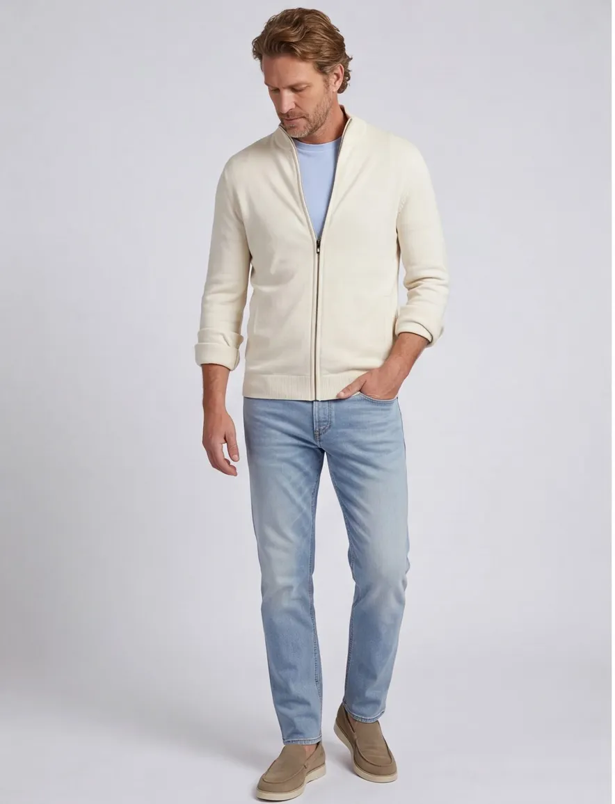 Portofino effen vest rits creme opstaande kraag