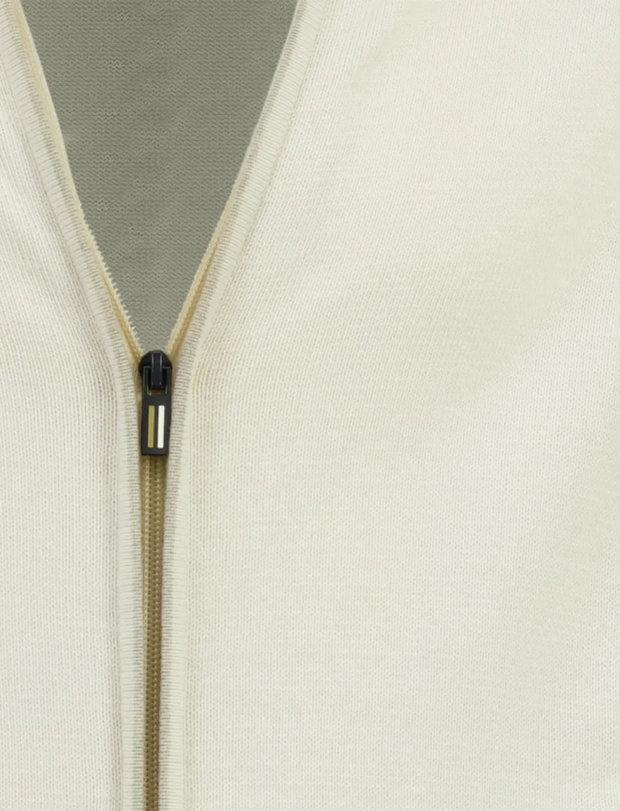 Portofino effen vest rits creme opstaande kraag