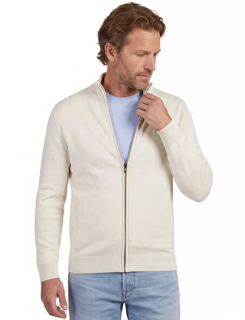 Vest Portofino rits creme effen
