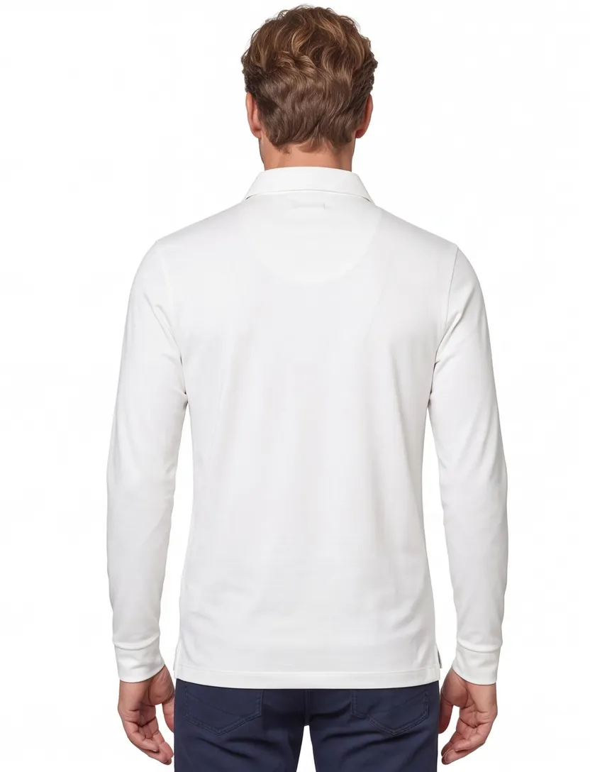 Poloshirt Portofino wit extra lang katoen