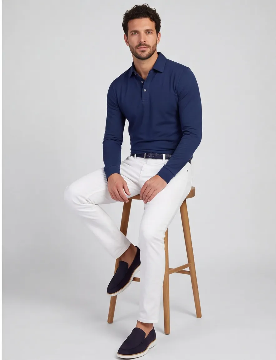 Poloshirt Portofino donkerblauw extra lang
