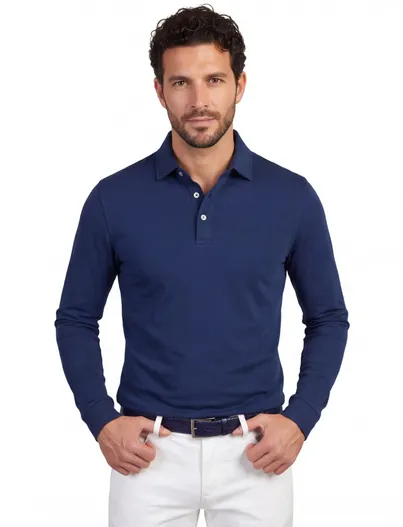 Portofino Poloshirt Portofino donkerblauw extra lang katoen